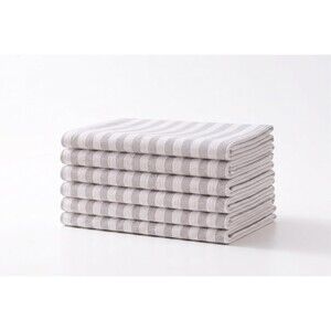 SYDR Cotton Striped Cloth Napkins 6 Pack 18x18 Gray Reusable Washable Table